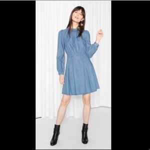 & Other Stories Denim Fitted Waist Dress